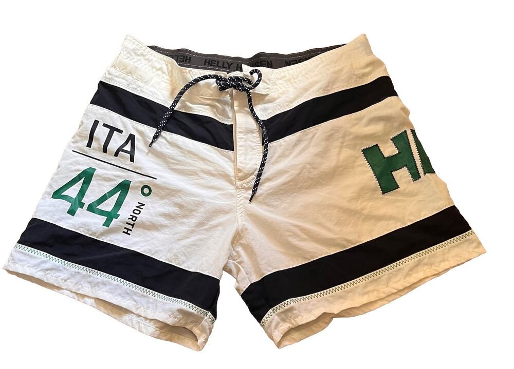 Helly Hansen Board Shorts Men's White Navy ITA 44 North Sailing Swim Trunks M